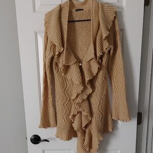 Y2K Textured Open Cardigan Women's S/M Ruffled Collar *Flaw-Button